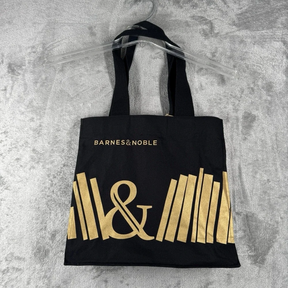 Barnes & Noble Premium‎ Organic In-Conversion Cotton Tote Black & Gold New
